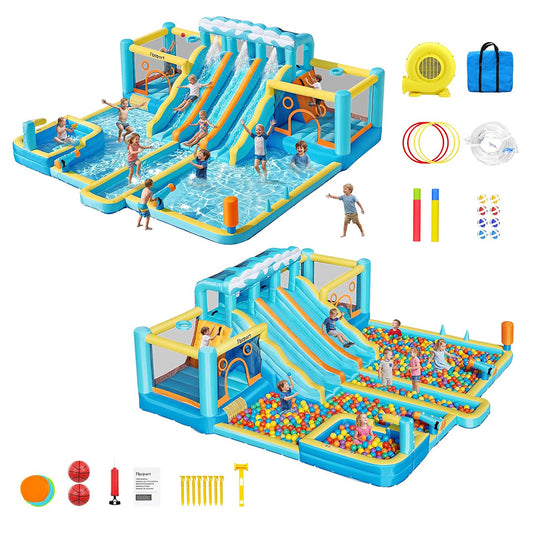 10-in-1 Inflatable Water Slide Park Bounce House LX-003