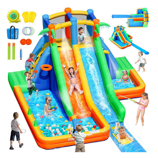 Inflatable Water Slide Bounce House with Extended Splash Slide 20401